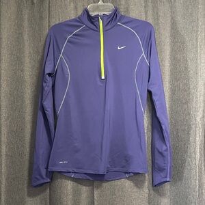 Nike Purple Dri-Fit Long-Sleeve Athletic Top with White Logo